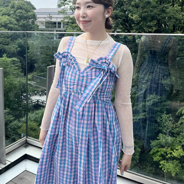 CAROLINA GLASER チェック柄 リボン フリル サロペット ビームス