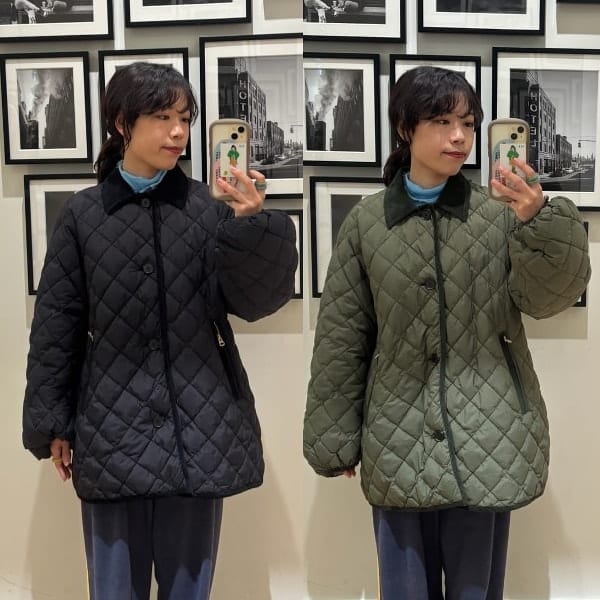 【Gymphlex QUILTING DOWN 】
151cmでBLACK→SサイズDULLOLIVE→Mサイズを着用しています！
軽くてあたたかいので長時間着ていても疲れません！
袖の丸みのあるシルエットがおすすめポイントです🎶
襟のコーデュロイとゴールドのジップがほどよく上品で、カジュアルにもきれいめにも合わせやすい1枚です◎
