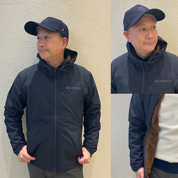 秋冬【ビームスゴルフ】人気ロゴネーム×裏起毛素材 長袖ゴルフブルゾンジャケットL ビームスゴルフ 人気ロゴネーム×裏起毛素材 長袖ゴルフブルゾン