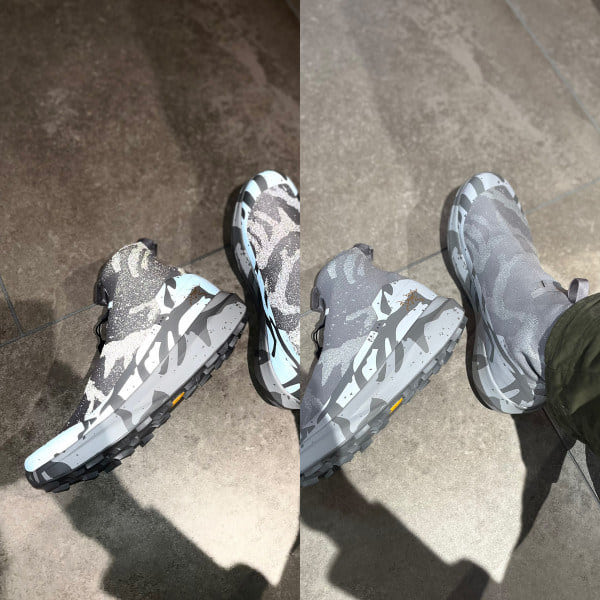 【ピカっと光ります】先日発売された〈ARC’TERYX(アークテリクス)〉のシューズですが、フラッシュをたくと左のような見え方になります！スタイリッシュな型で都会的な雰囲気もあり非常に格好良いです。紐部分は中に収納可能です！個人的にはデニムやチノパンなどの相反するようなアイテムと合わせたいですね〜。僕は185cm75kgです！【お気に入り♡+】を押すと