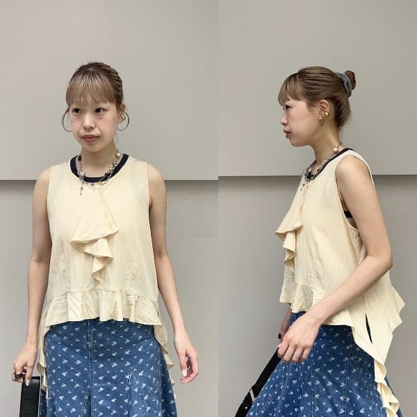 【これ着てたら可愛い！】
絶対みんなに可愛い〜って言われるの間違いなしトップス！
Tシャツと重ねたり〜いろいろ着回しもできるのでめちゃくちゃオススメです！
アームも広めで身幅も余裕ありますよ〜＼(^o^)／
色はこのクリームみたいなイエローが好き！