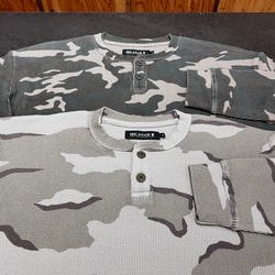 BEAMS T（ビームスT）Camo Waffle Henley Neck Long Sleeve T-shirt（T