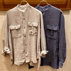 Beams Lights ビームス ライツ アウトレット Beams Lights パナマ織ベルギーリネン バンドカラーシャツ シャツ ブラウス カジュアルシャツ 通販 Beams