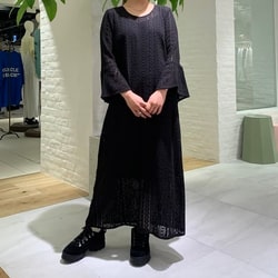 ソルボワ B:MING BY BEAMS コットンレース ロングワンピース フレア袖