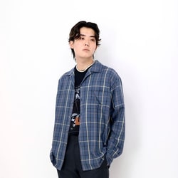 BEAMS（ビームス）レーヨンツイルチェック オープンカラーシャツ