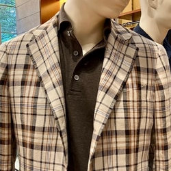BEAMS F（ビームスF）EASY MARZOTTO リネン チェック ジャケット