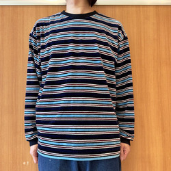 BEAMS（ビームス）ベロア ボーダー クルーネック カットソー（T