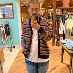 BEAMS GOLF ボーダー カーディガン 紺 M メンズウェア