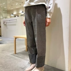 BEAMS BOY ビームスボーイ 22AW ロングダブルヘム スラックス 13-23-0004-803 0 GLEN CHECK パンツ グレンチェック 1タック ボトムス【BEAMS BOY】