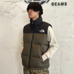 THENORTHFACEノースフェイスダウンベストLカーキブラックbeams購入