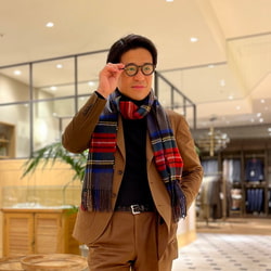 BEAMS F（ビームスF）Johnstons of Elgin / カシミヤ タータン