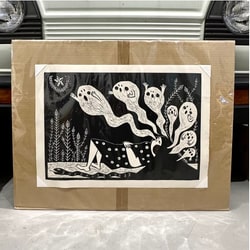 美術品　版画 フリッツ カペラリ/ 女に戯る狆 | 神保町 | Gallery Soumei-do
