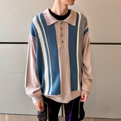 BEAMS T（ビームスT）F-LAGSTUF-F / L/S STRIPE KNIT POLO