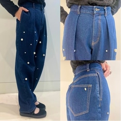 CAROLINA GLASER（カロリナ グレイサー）パール デニムパンツ