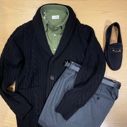 BEAMS F（ビームスF）【別注】BAFY / ケーブル ショールカラー
