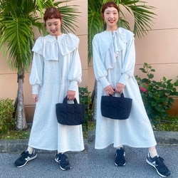 MSGM ふりふりフリル×光沢ピンクロゴ スウェットワンピース