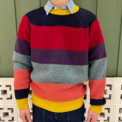 BEAMS PLUS（ビームス プラス）Crew Multi Stripe 5G（トップス