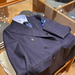 BEAMS F（ビームスF）WILLIAM HALSTEAD ウール ネイビー ダブル
