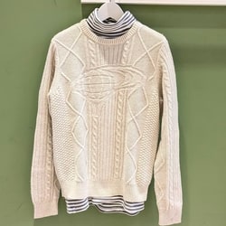 BEAMS GOLF PURPLE LABEL ケーブルタートルネック 裏付きニット