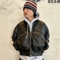 BEAMS（ビームス）ユーズド加工 レザー ショートブルゾン
