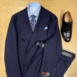 BEAMS F（ビームスF）WILLIAM HALSTEAD ウール ネイビー ダブル