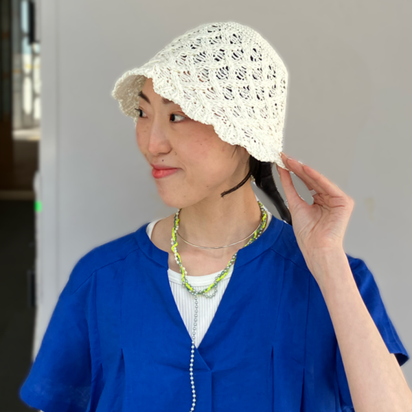 【プラスワンでお洒落見え★】フリル編みが可愛らしいサーモハットは、シンプルなコーディネートにプラスするだけで、華やか&お洒落見えします◎