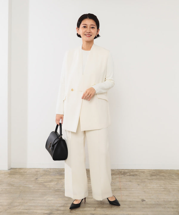 桑原 ふみさんの「BEAMS WOMEN｜ハイウエスト ワイド ストレートパンツ＊」を使ったコーディネート