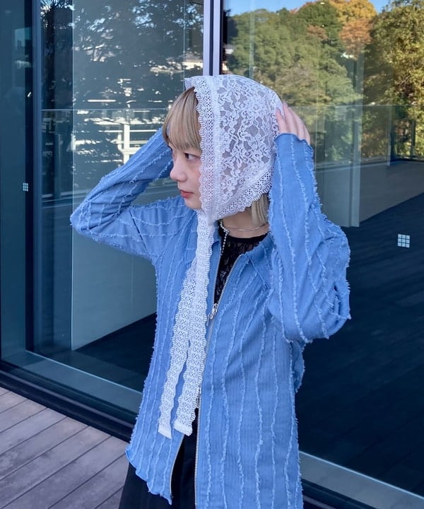 むりょさんの「BEAMS WOMEN｜ストレッチレース クルーネック Tシャツ」を使ったコーディネート