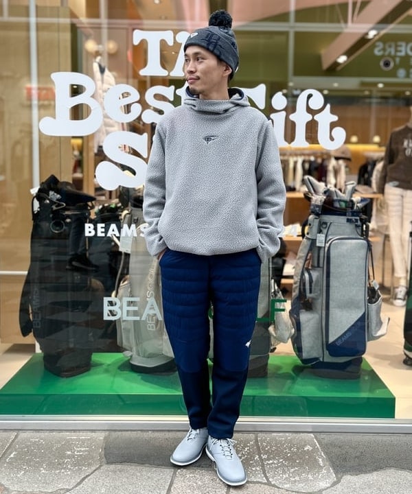 BEAMS GOLF PRIMALOFTパディングジャケット ビームスゴルフ ORANGE LABEL ハイブリッド パディング フーディー(アウター(ブルゾン