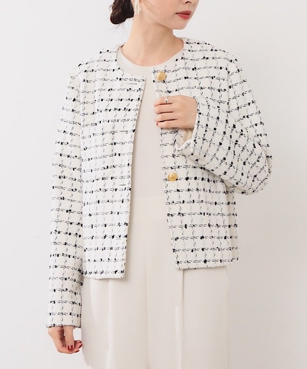 shibataさんの「BEAMS WOMEN｜ツイード ノーカラー ジャケット」を使ったコーディネート