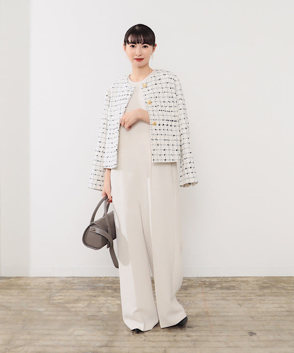 shibataさんの「BEAMS WOMEN｜ツイード ノーカラー ジャケット」を使ったコーディネート