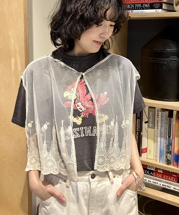 小原 もこさんの「BEAMS WOMEN｜▲【別注】WARE HOUSE / バード イレギュラー プリント Tシャツ」を使ったコーディネート