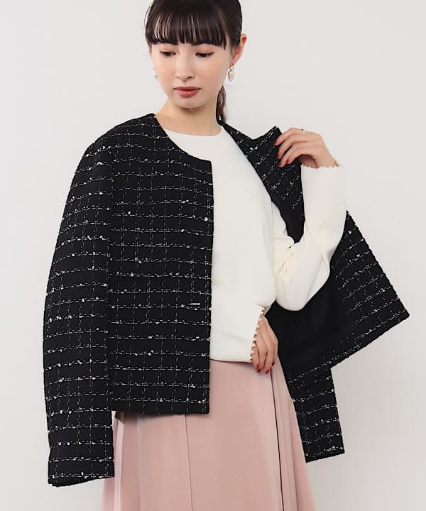 shibataさんの「BEAMS WOMEN｜ツイード ノーカラー ジャケット」を使ったコーディネート