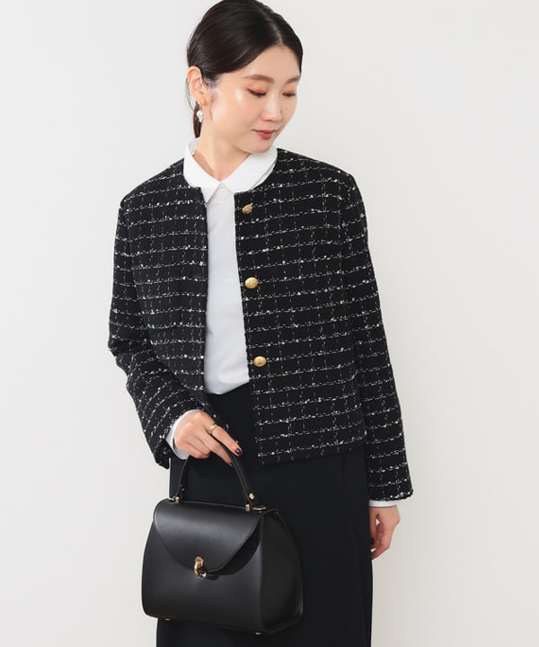 隈元 楓さんの「BEAMS WOMEN｜ツイード ノーカラー ジャケット＊」を使ったコーディネート