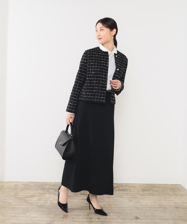 隈元 楓さんの「BEAMS WOMEN｜ツイード ノーカラー ジャケット＊」を使ったコーディネート
