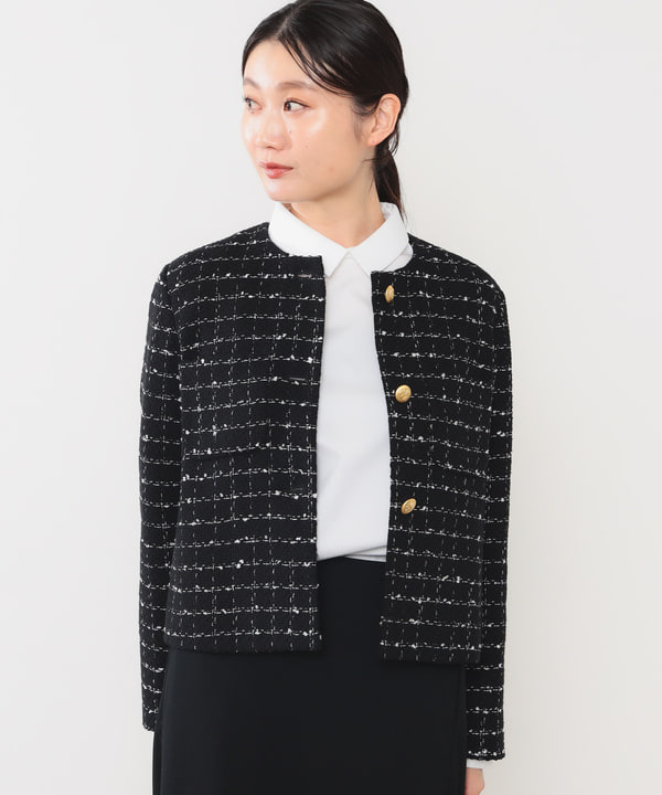 隈元 楓さんの「BEAMS WOMEN｜ツイード ノーカラー ジャケット＊」を使ったコーディネート