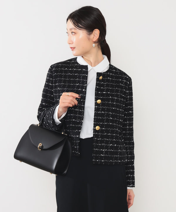 隈元 楓さんの「BEAMS WOMEN｜ツイード ノーカラー ジャケット＊」を使ったコーディネート