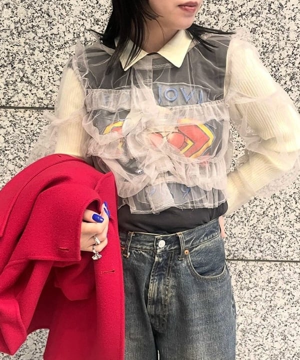 あさまつ はづきさんの「BEAMS WOMEN｜リブ ニット ポロ」を使ったコーディネート