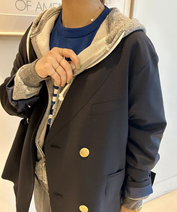 ナツハさんの「BEAMS WOMEN｜maturely / ダブル ブレステッド ノーカラー チェンジ ボタン ジャケット」を使ったコーディネート