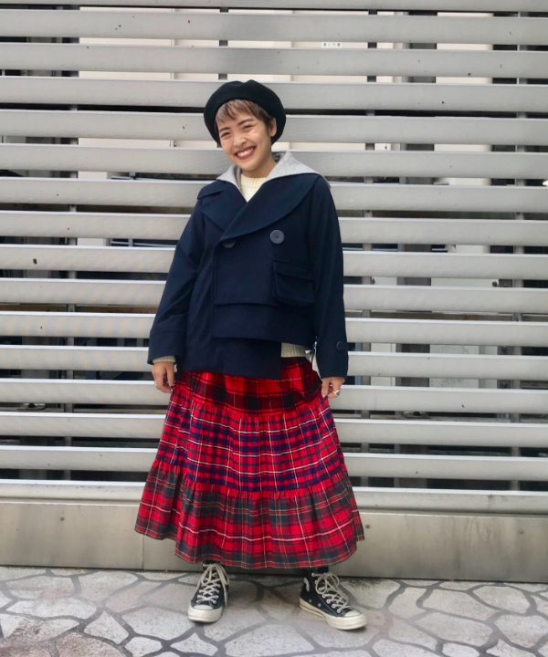 日本で買 BEAMS BOY ネル タータン ティアード ロング スカート | www 