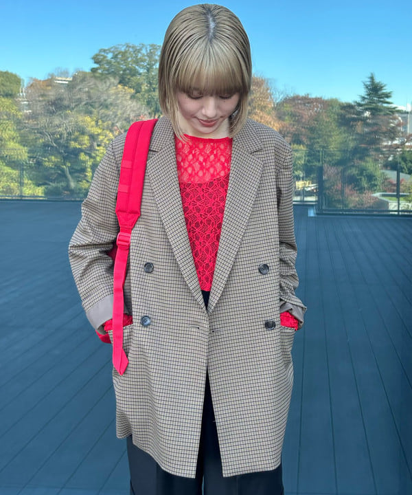 Hazukiさんの「BEAMS WOMEN｜ストレッチレース クルーネック Tシャツ」を使ったコーディネート