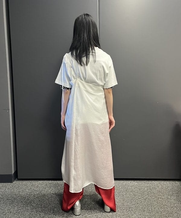 にしだてさんの「BEAMS WOMEN｜maturely / サテン ラップ スカート」を使ったコーディネート