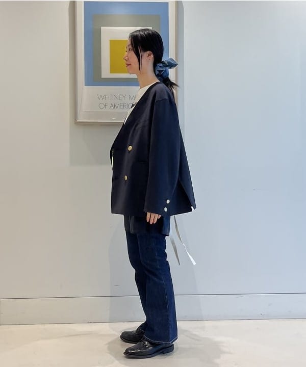 にしだてさんの「BEAMS WOMEN｜maturely / デニム リペア スクエア シュシュ」を使ったコーディネート