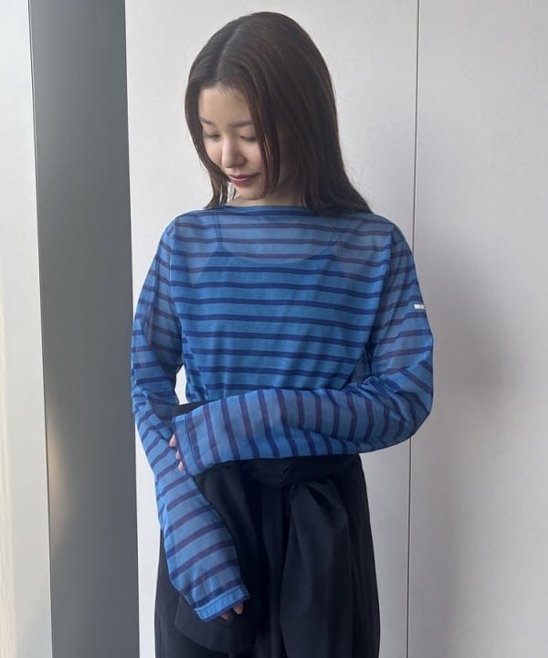 佐々木 南美さんの「BEAMS WOMEN｜ORCIVAL / シースルー ボーダー Tシャツ」を使ったコーディネート