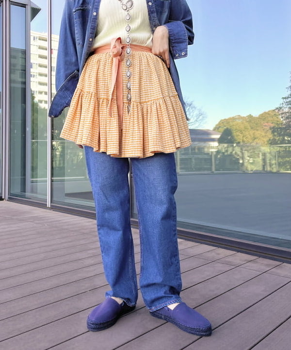 おのすさんの「BEAMS WOMEN｜【別注】Lee / ダメージ & リペア ウエスタン シャツ」を使ったコーディネート