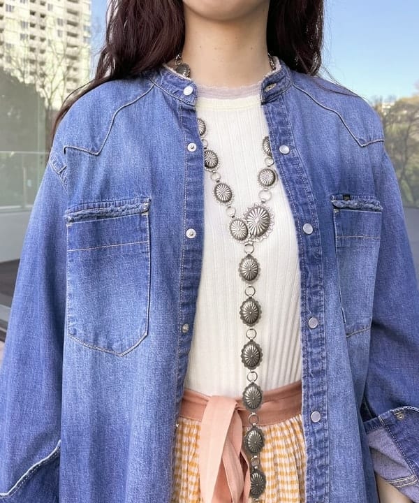 おのすさんの「BEAMS WOMEN｜【別注】Lee / ダメージ & リペア ウエスタン シャツ」を使ったコーディネート