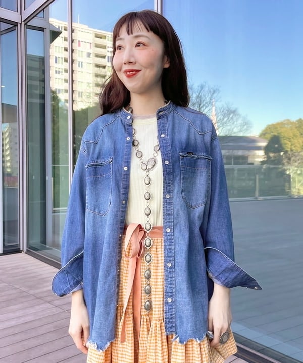 おのすさんの「BEAMS WOMEN｜【別注】Lee / ダメージ & リペア ウエスタン シャツ」を使ったコーディネート