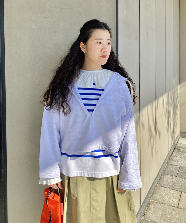 EMORIさんの「BEAMS WOMEN｜HAVERSACK / ハイゲージ 裏毛 フーデット パーカー」を使ったコーディネート