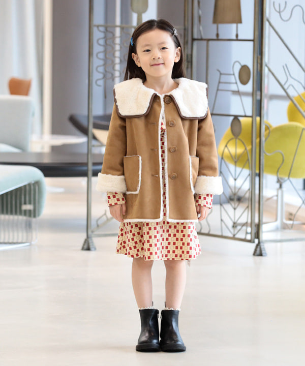 B-7 女性やキッズに ブラウンパーツ頑丈本革 羊革羊毛100% リアルムートン j1a29_1.jpg