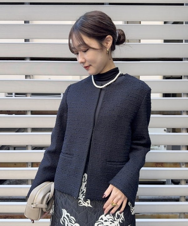 YUIさんの「BEAMS WOMEN｜ツイード クルーネック ジャケット＊」を使ったコーディネート